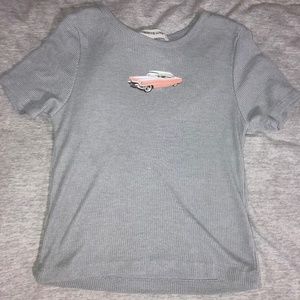 gray car vinyl crop top